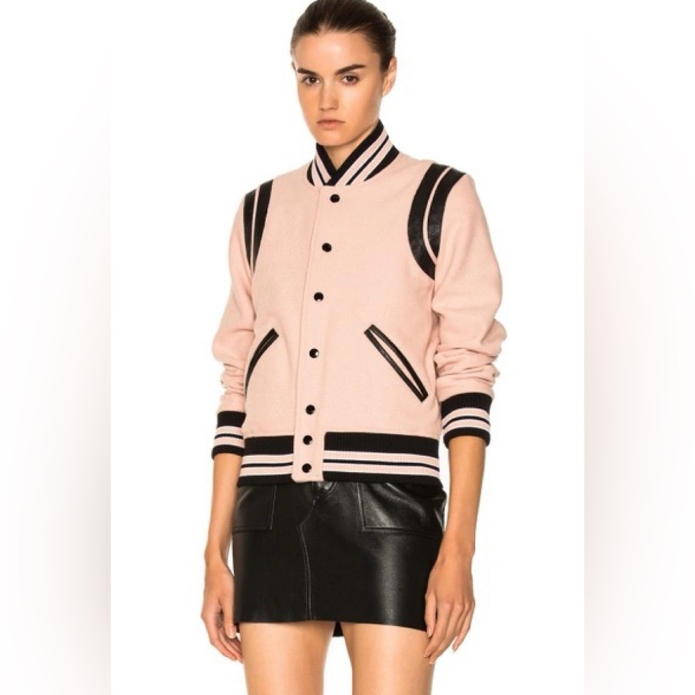 Saint Laurent Teddy Jacket Pink and Black